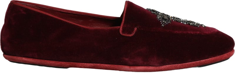 Dolce & Gabbana Red Suede Embellished Men Dress Loafers Shoes