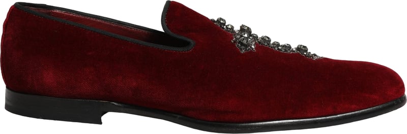 Dolce & Gabbana Maroon Suede Cross Slip On Dress Loafers Shoes