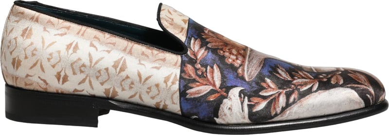 Dolce & Gabbana Multicolor Fruit Print Velvet Loafers Shoes
