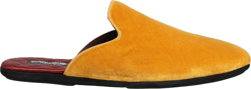 Dolce & Gabbana Yellow Suede Slides Flat Slipper Men Shoes