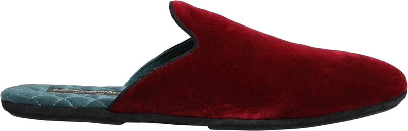 Dolce & Gabbana Red Suede Slides Flat Slipper Men Shoes