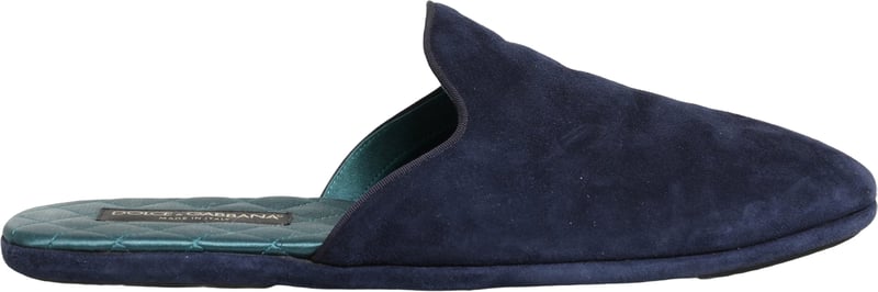Dolce & Gabbana Blue Suede Slides Flat Slipper Men Shoes