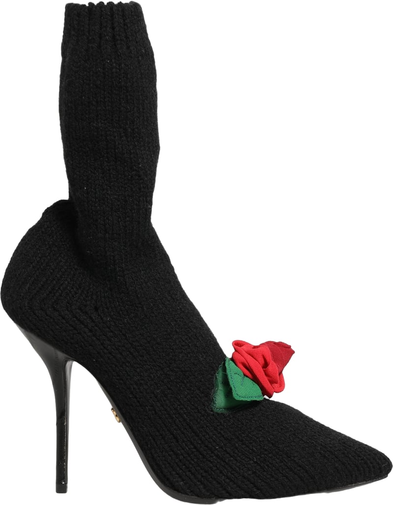 Dolce & Gabbana Black Stiletto Heels Mid Calf Boots Shoes
