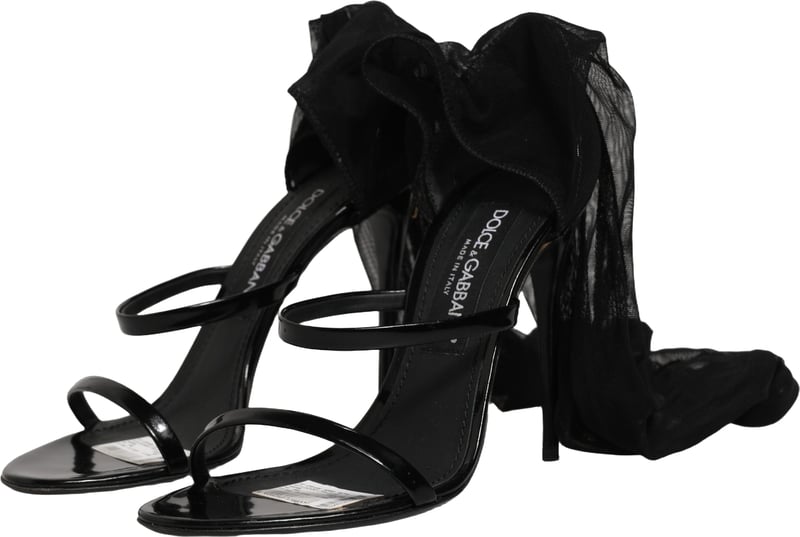 Dolce & Gabbana Stiletto Sandals Socks Knee High Boots Black