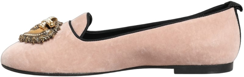 Dolce & Gabbana Pink Velvet Devotion Loafers Flats Shoes