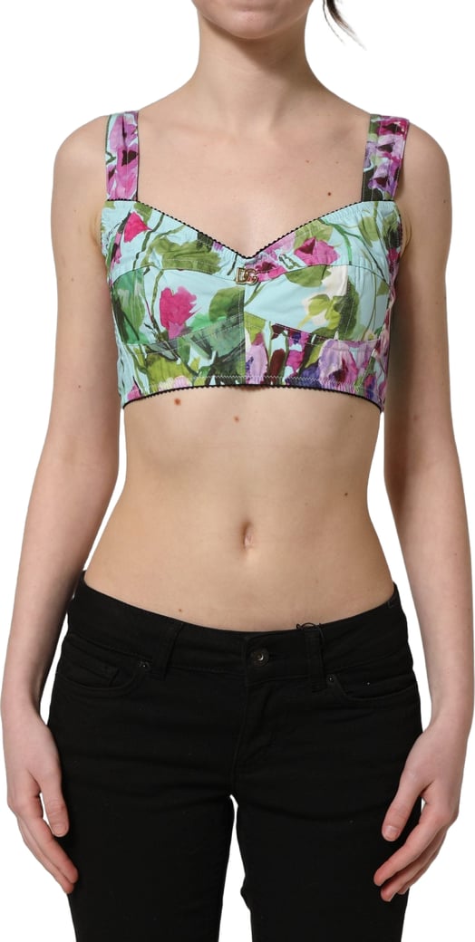Dolce & Gabbana Multicolor Floral Cropped Bustier Tank Top