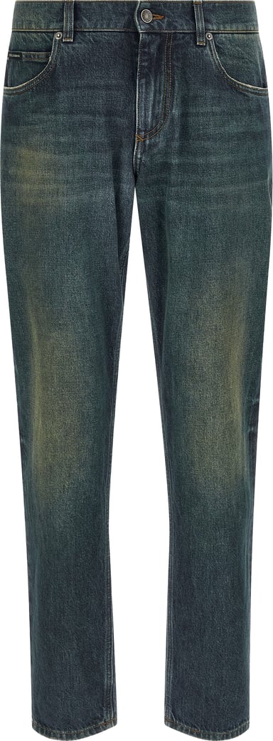 Dolce & Gabbana Blue Cotton Straight-Leg Jeans