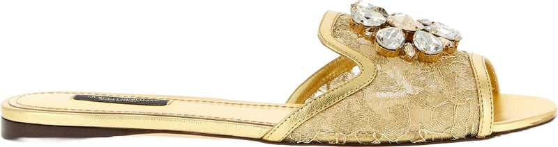 Dolce & Gabbana Gold Polyamide Slides
