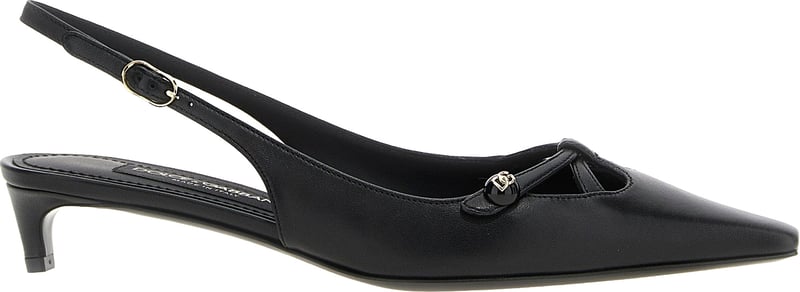 Dolce & Gabbana Black Lamb Leather Mid Heel Pumps