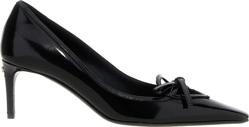 Dolce & Gabbana Black Calfskin Mid Heel Pumps