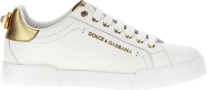 Dolce & Gabbana Gold Calfskin Low Top Sneakers