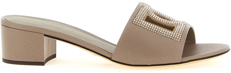 Dolce & Gabbana Gray Calfskin Mules