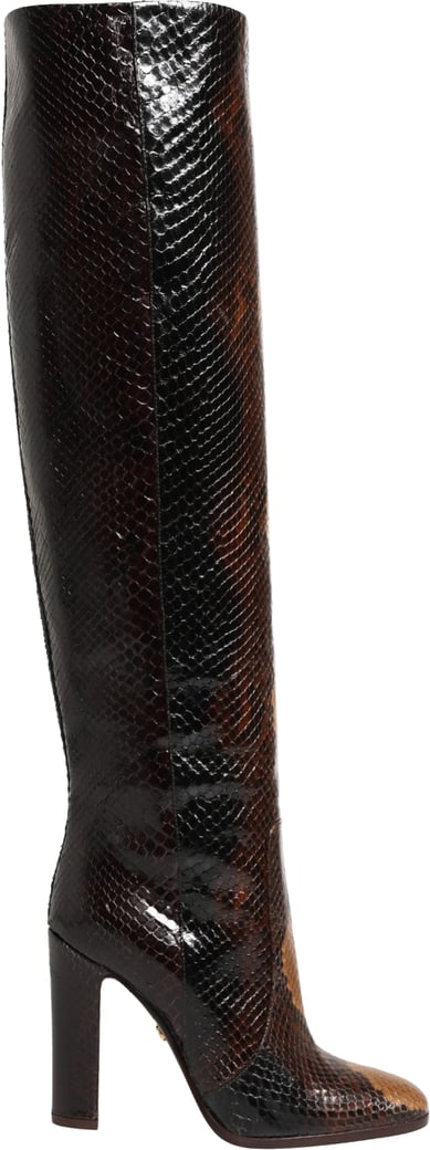 Dolce & Gabbana Brown Exotic Leather Knee High Boots Shoes