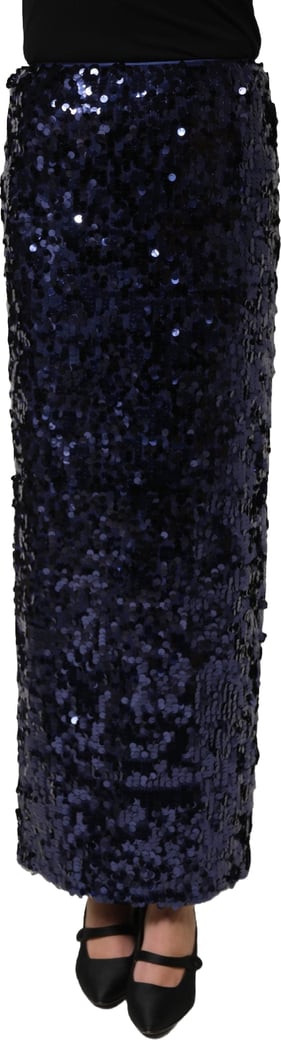 Dolce & Gabbana Blue Sequin High Waist PencilCut Midi Skirt