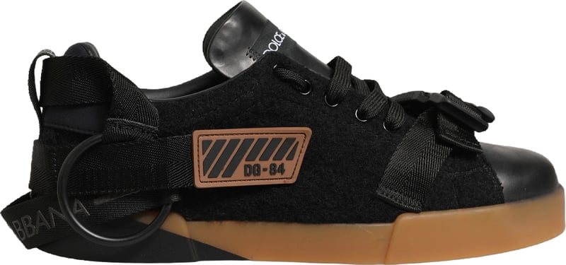 Dolce & Gabbana Black Leather Low Trainers Men Sneakers Shoes