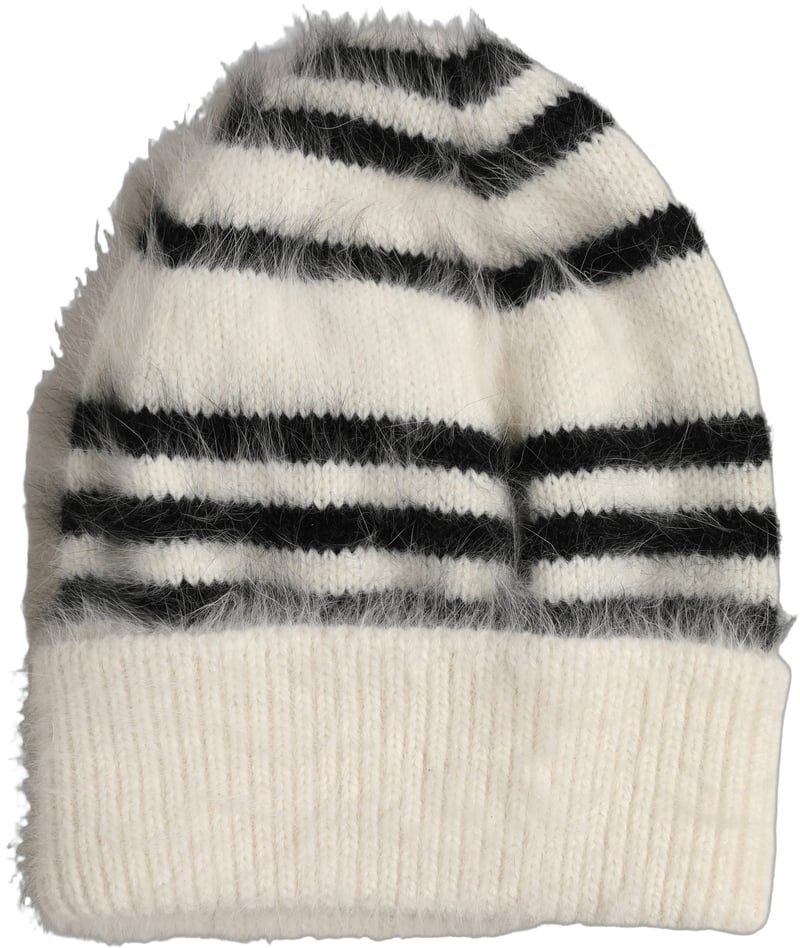 Dolce & Gabbana Black White Striped Angora Knitted Beanie One Size Hat