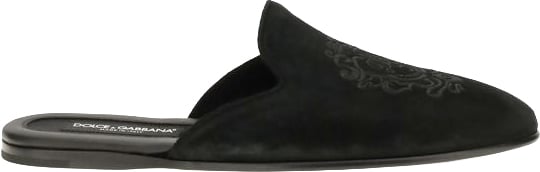 Dolce & Gabbana Black Calf Leather Bos Taurus Mules