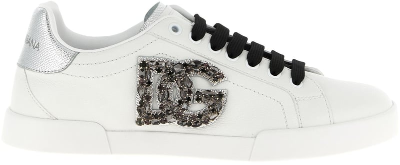 Dolce & Gabbana Silver Calfskin Low Top Sneakers