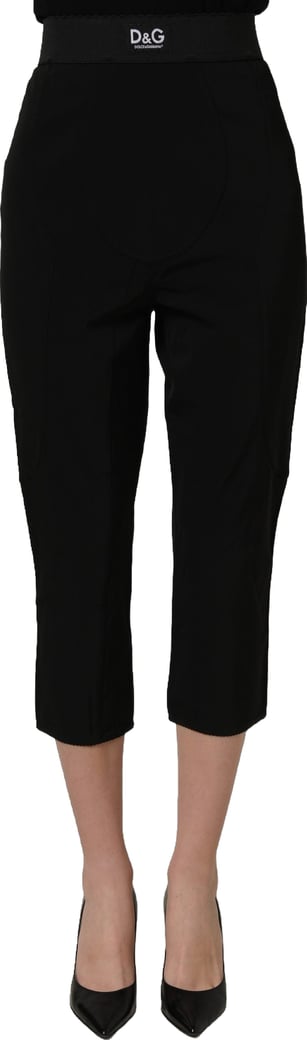 Dolce & Gabbana Black Viscose High Waist Capri Trouser Pants