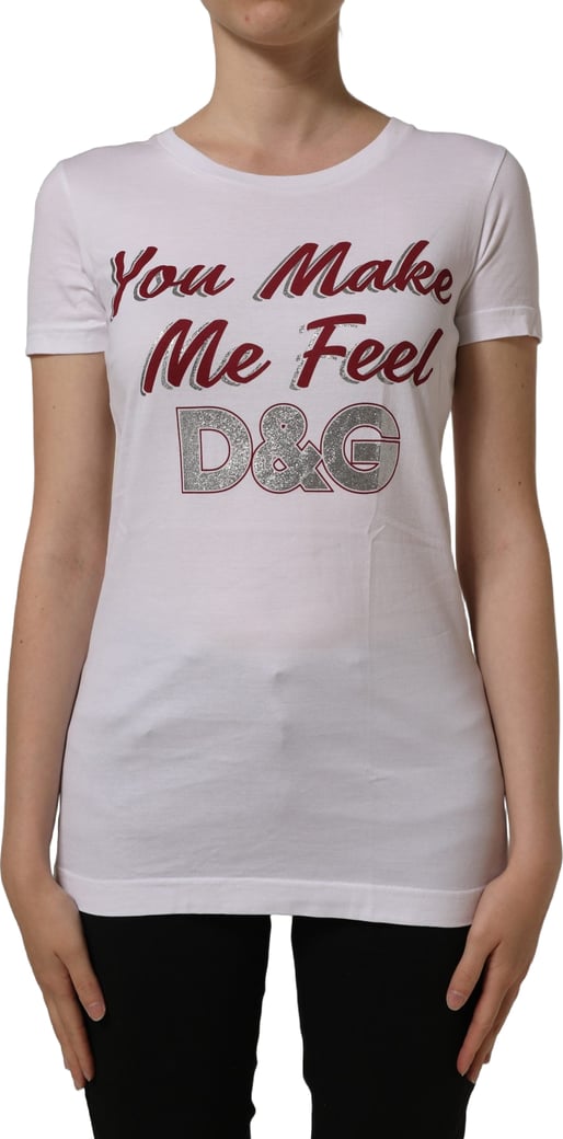 Dolce & Gabbana White Graphic Print Cotton Crew Neck T-shirt