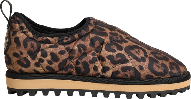 Dolce & Gabbana Brown Leopard Print Quilted Men Sneakers Shoes