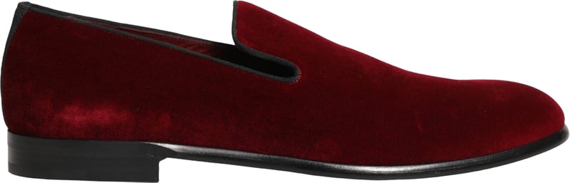 Dolce & Gabbana Maroon Velvet Slip On Men Dress Loafers Shoes