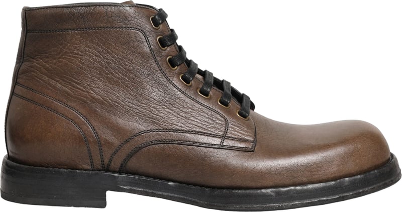 Dolce & Gabbana Brown Perugino Leather Men Ankle Boots Shoes