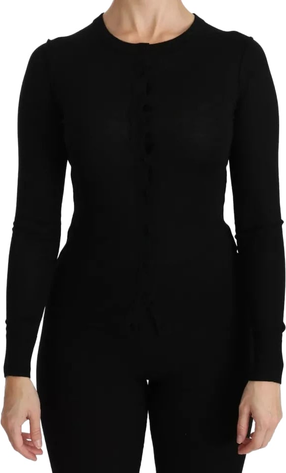 Dolce & Gabbana Black Virgin Wool Long Sleeve Top Blouse Top