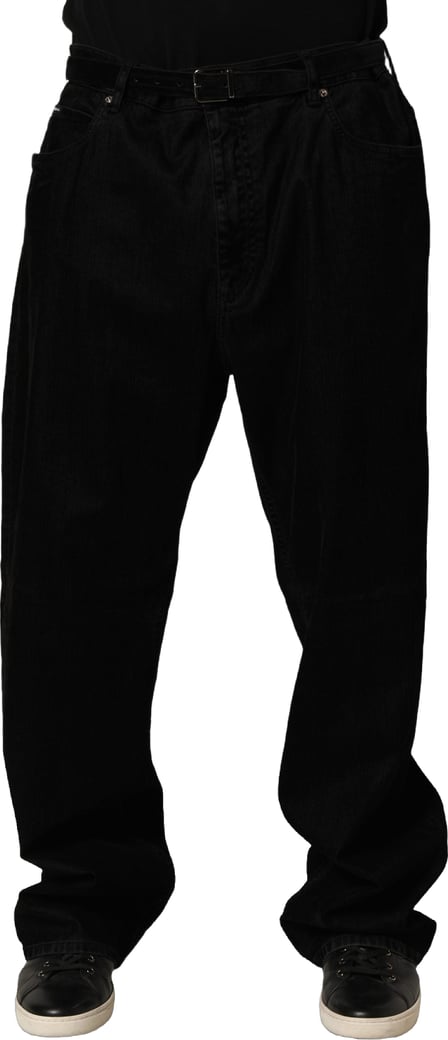 Dolce & Gabbana Black Cotton Relaxed Wide Leg Men Denim Jeans
