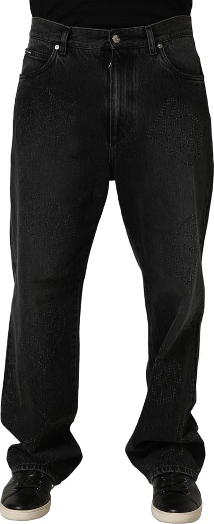 Dolce & Gabbana Dark Gray Cotton WideLeg Oversize Denim Jeans