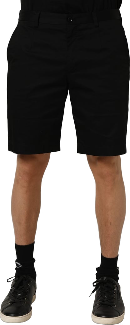 Dolce & Gabbana Black Cotton Mid Waist Men Bermuda Shorts