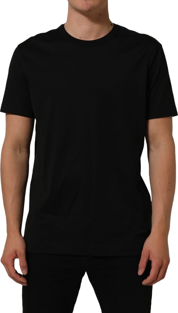 Dolce & Gabbana Black Cotton Crew Neck Short Sleeve T-shirt