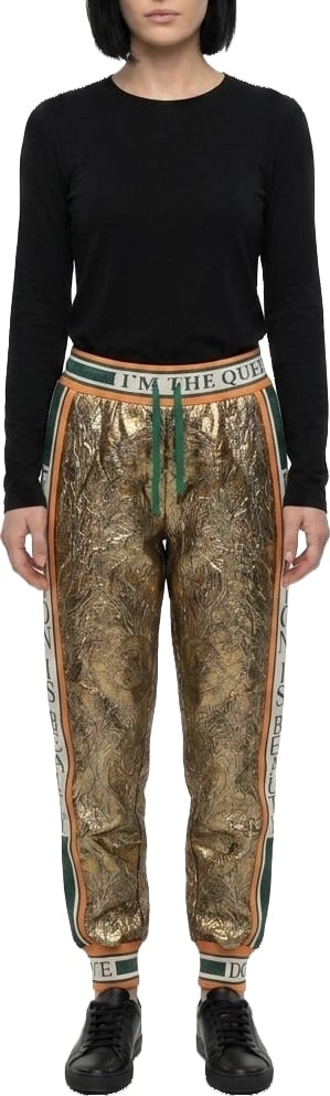 Dolce & Gabbana Gold Metallic Fibre Casual Pants