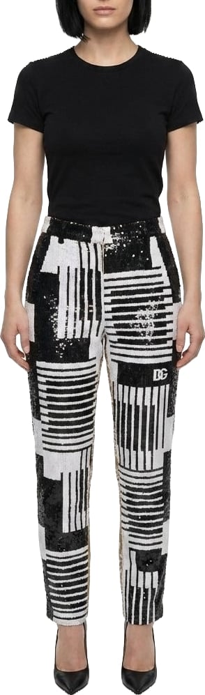 Dolce & Gabbana Black And White Polyamide Pants