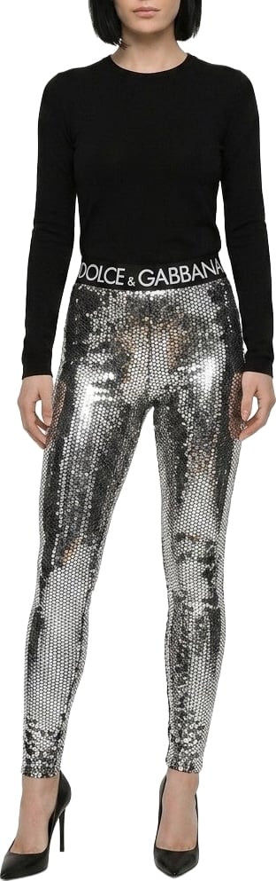 Dolce & Gabbana Silver Cotton Leggings