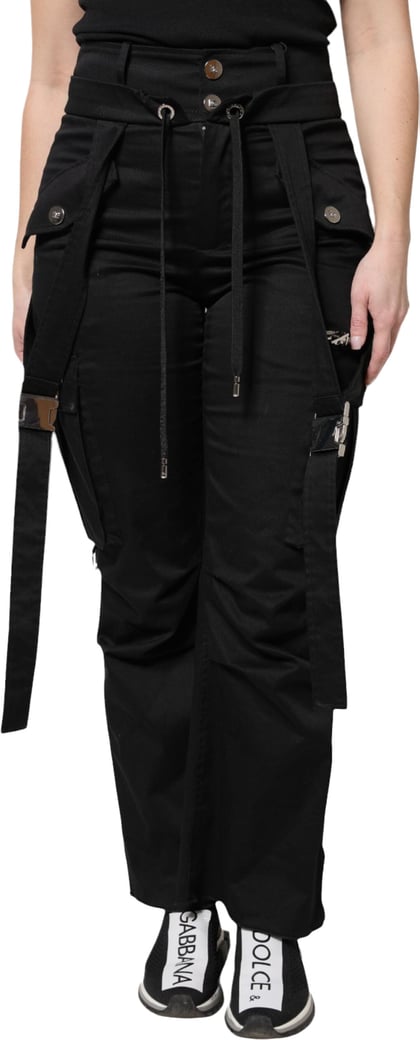 Dolce & Gabbana Black Cotton High Waist Cargo Pants