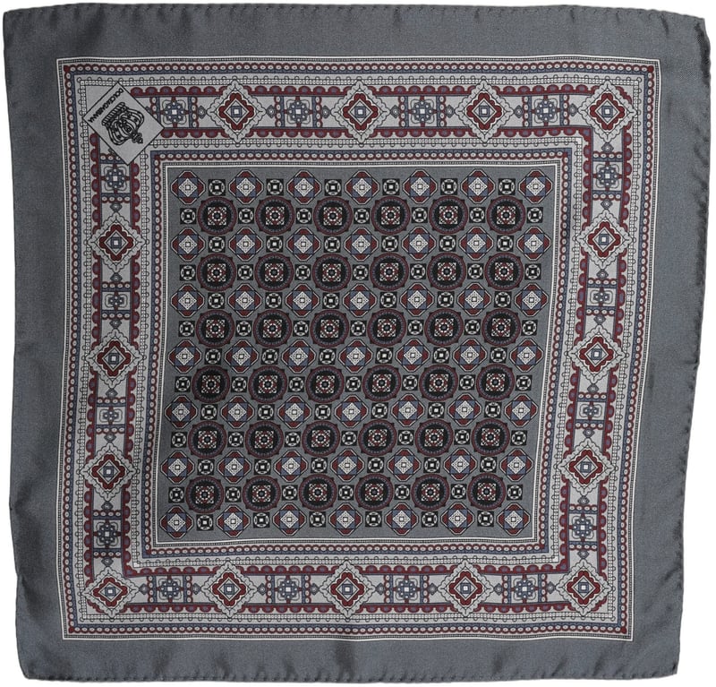 Dolce & Gabbana Gray Geometric Pocket Square Foulard Scarf