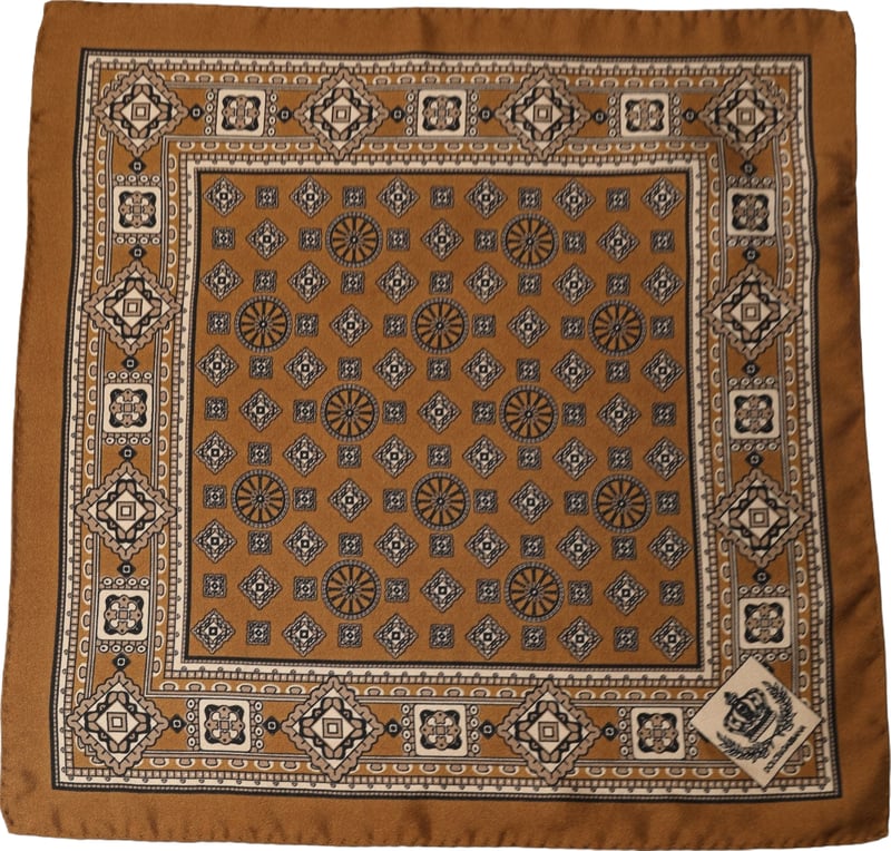 Dolce & Gabbana Brown Geometric Pocket Square Foulard Scarf