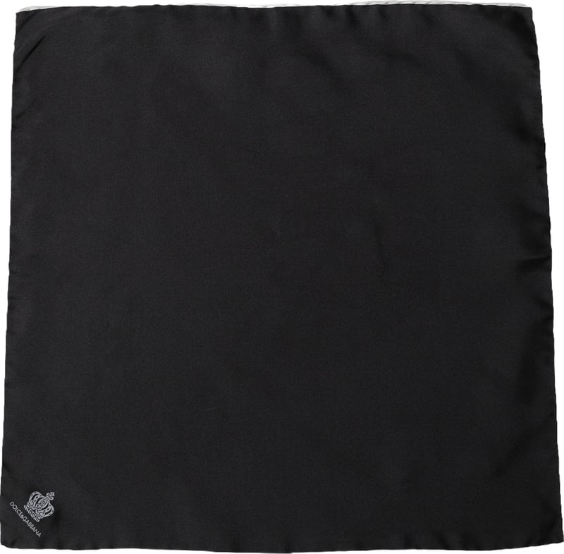 Dolce & Gabbana Men Black Silk Pocket Square Foulard Scarf
