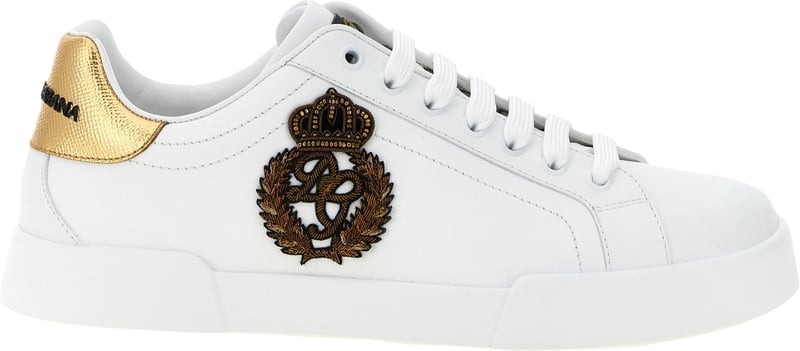 Dolce & Gabbana Gold Calfskin Low Top Sneakers