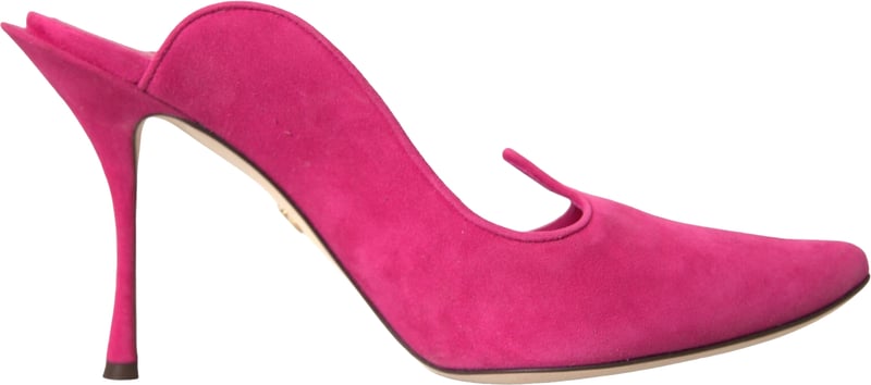 Dolce & Gabbana Fuchsia Suede Leather Mules Sandals Shoes