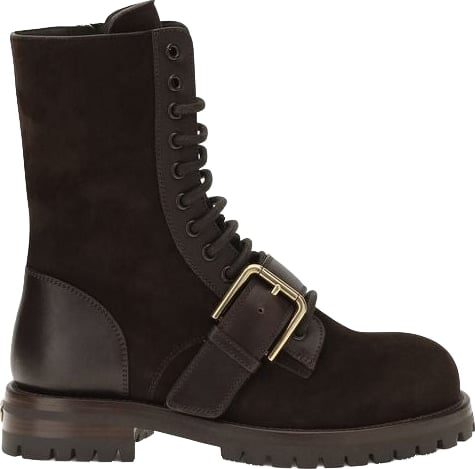 Dolce & Gabbana Black Calf Leather Bos Taurus Lace-Up Boots