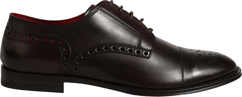 Dolce & Gabbana Maroon Calfskin Leather Derby Men Dress Shoes