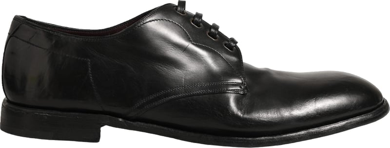 Dolce & Gabbana Black Calfskin Leather Derby Men Dress Shoes
