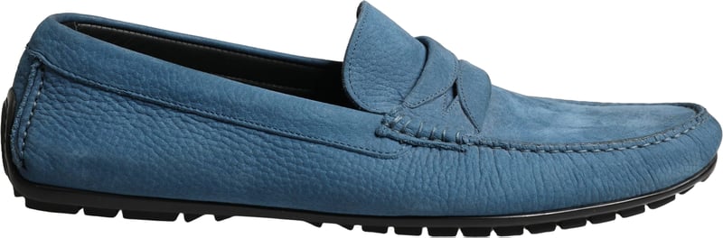 Dolce & Gabbana Blue Calfskin Leather Driver Loafers Shoes