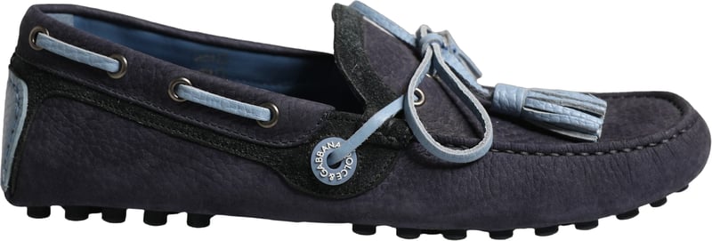 Dolce & Gabbana Navy Blue Suede Leather Tassel Loafers Shoes