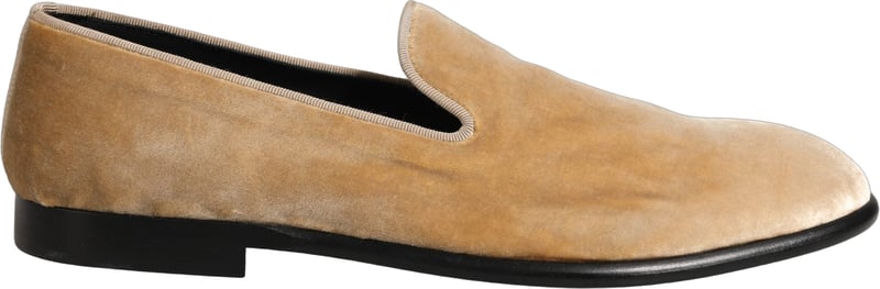 Dolce & Gabbana Beige Suede Slip On Slippers Loafers Shoes