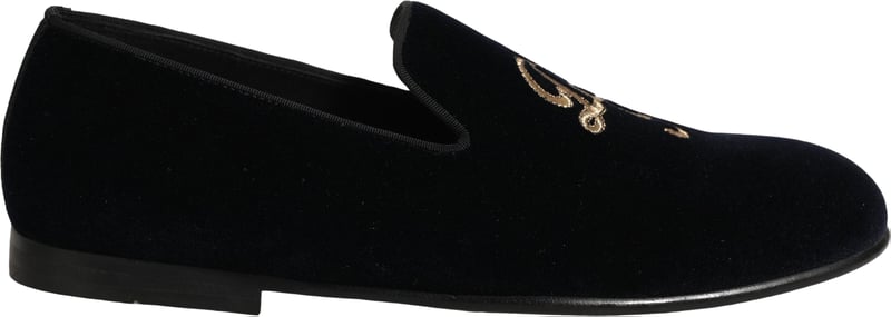 Dolce & Gabbana Black Suede DG Logo Slippers Men Loafers Shoes