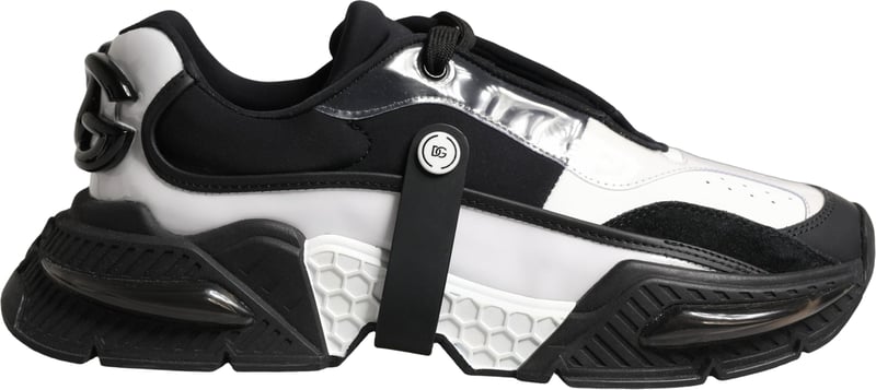 Dolce & Gabbana White Black Logo Airmaster Men Sneakers Shoes