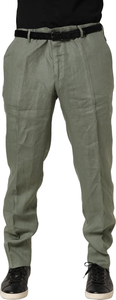 Dolce & Gabbana Gray Linen Tapered Men Dress Trouser Pants